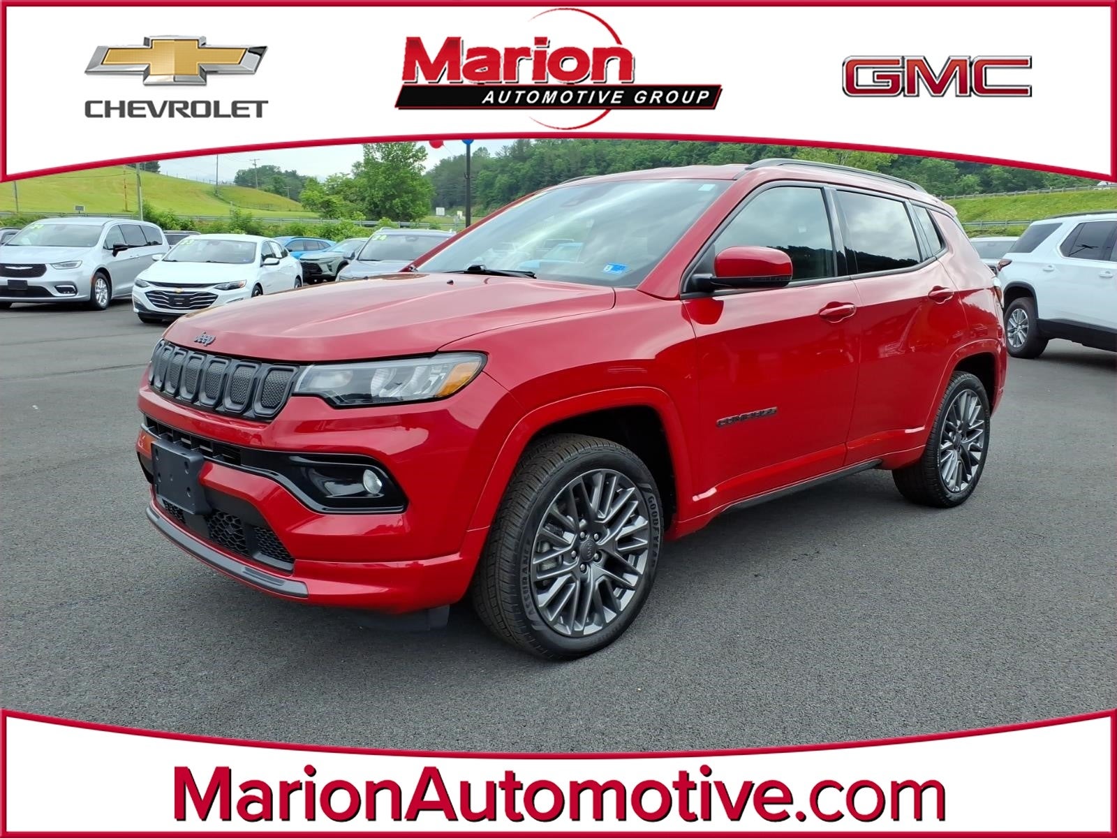 2022 Jeep Compass (RED) Edition in Red — front three-quarter view
