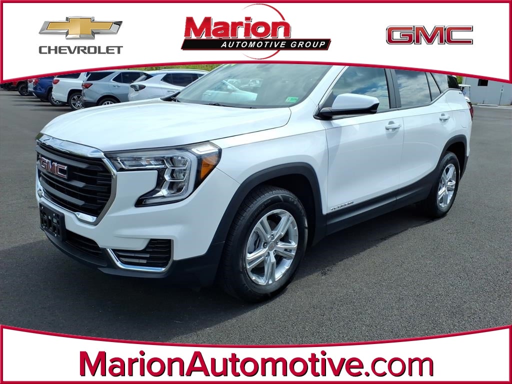 2024 GMC Terrain SLE in Summit White — front three-quarter view