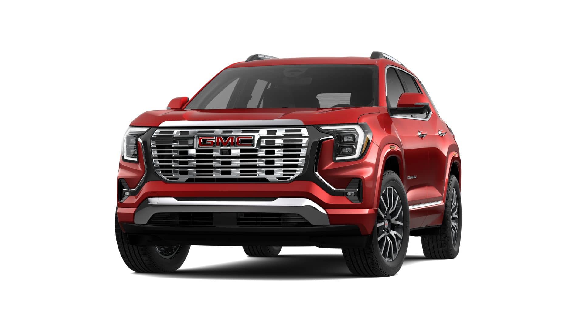 2026 GMC Terrain Denali in Volcanic Red Tintcoat — front three-quarter view
